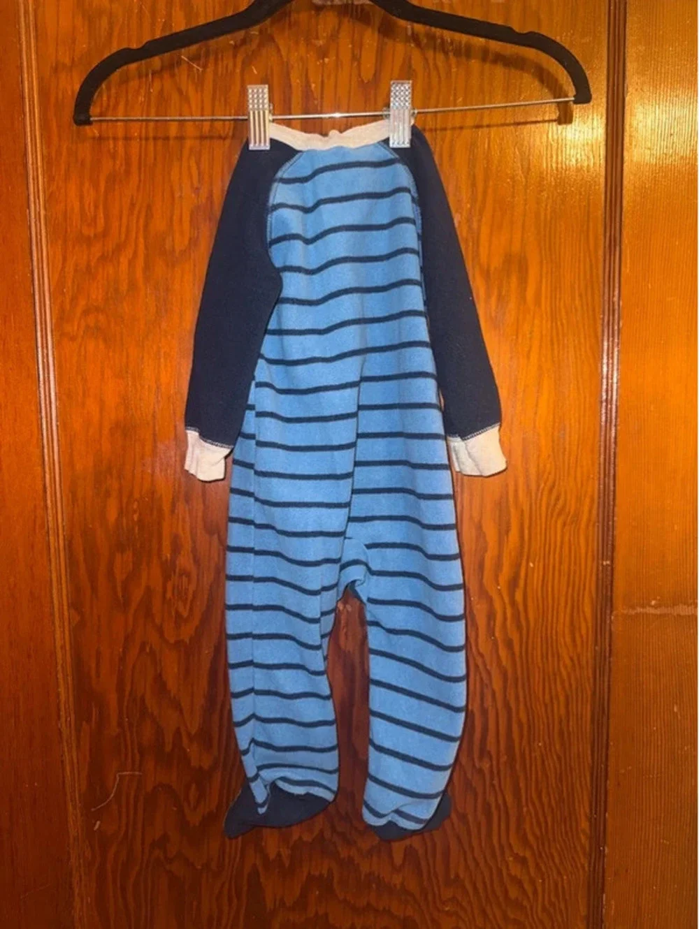 Carter’s Baby Fleece Sleeper 9M Little Brother Footed Pajamas Blue Striped Zip